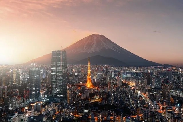Jackyenjoyphotography/Getty Images View of Mt. Fuji at sunset.