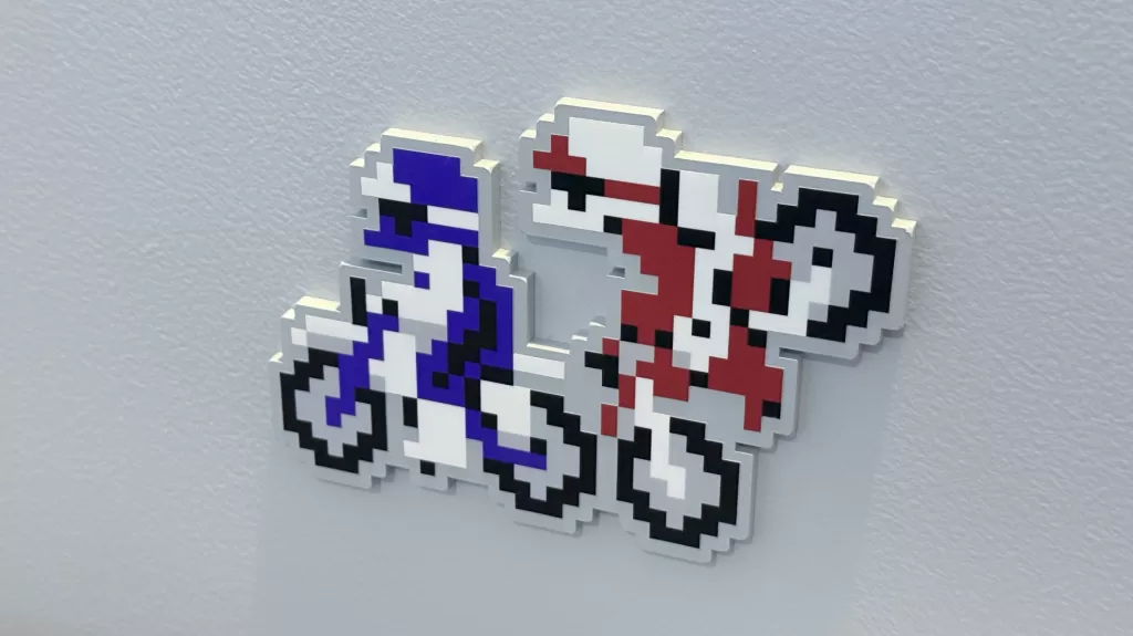 Nintendo Museum Kyoto: Excitebike Murals on the walls (spoiler: of the cafe building heading up to the workshop areas) (Photo: Alex Kidman)