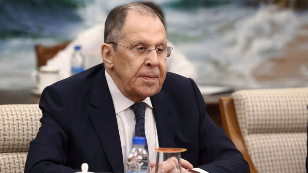 In this photo released by Russian Foreign Ministry Press Service, Russian Foreign Minister Sergey Lavrov speaks to journalists after his talks with North Korean Foreign Minister Choe Son Hui in Wonsan, North Korea, on Saturday, July 12, 2025.