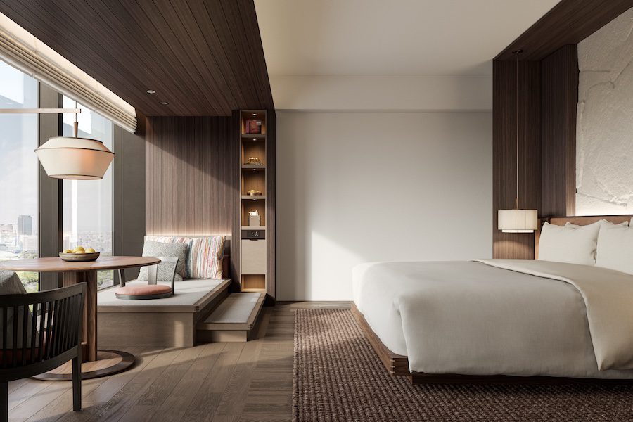 Patina Osaka guestroom deluxe neutral brown wood palette