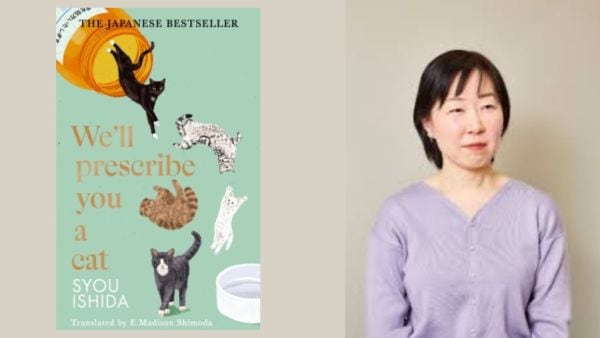 An image of Syou Ishida with her book We’ll Prescribe You a Cat 