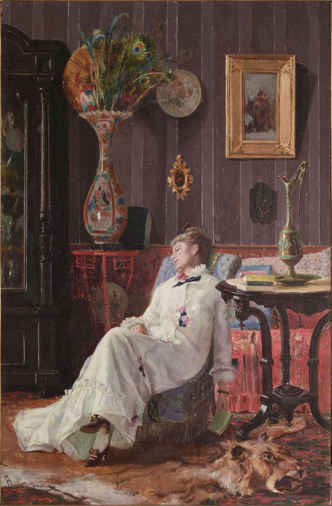 Adolfo Belimbau, Moment of Rest (oil on canvas, 34.6 x 22.3 cm; Florence, Uffizi Galleries, Pitti Palace Gallery of Modern Art)