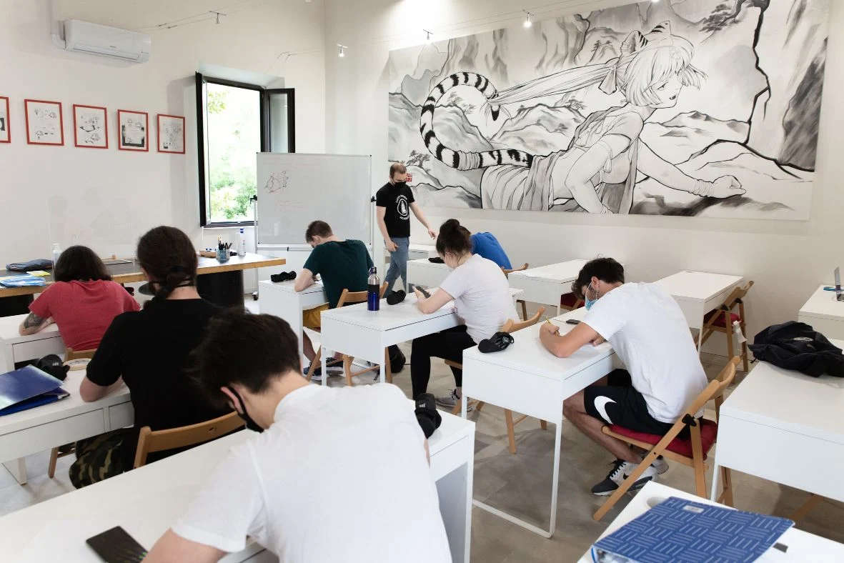 Drawing classes at the Lucca Manga School. Photo: Lucca Manga School