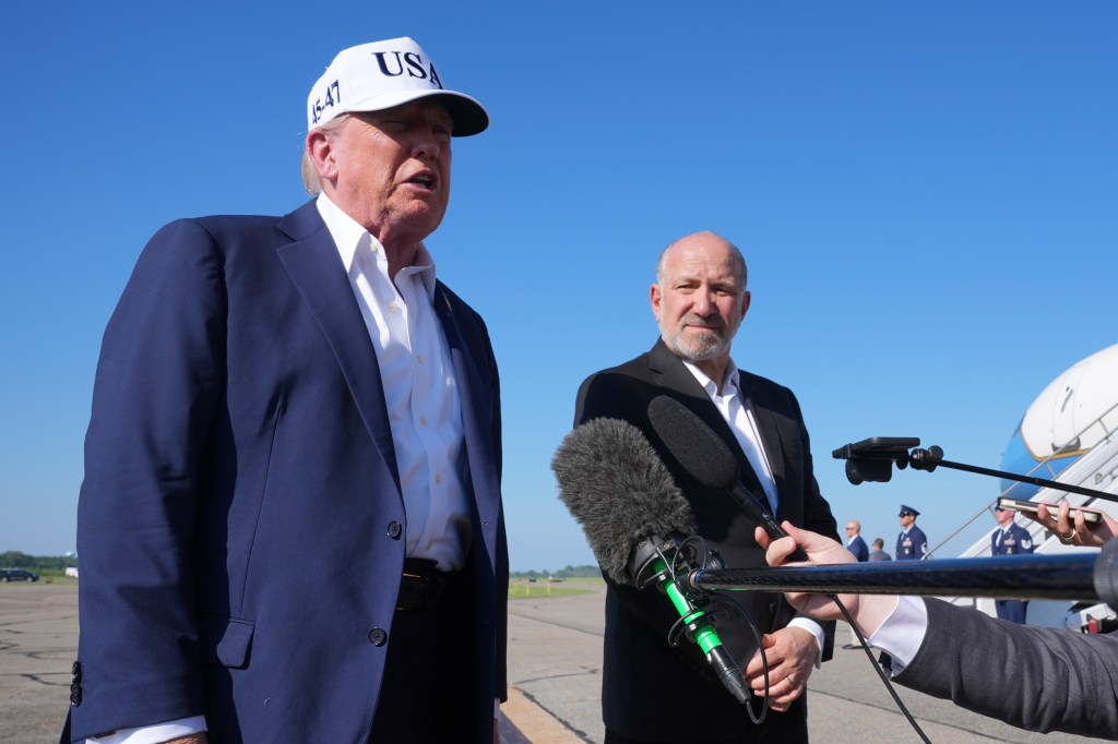 Donald Trump speaking to reporters.
