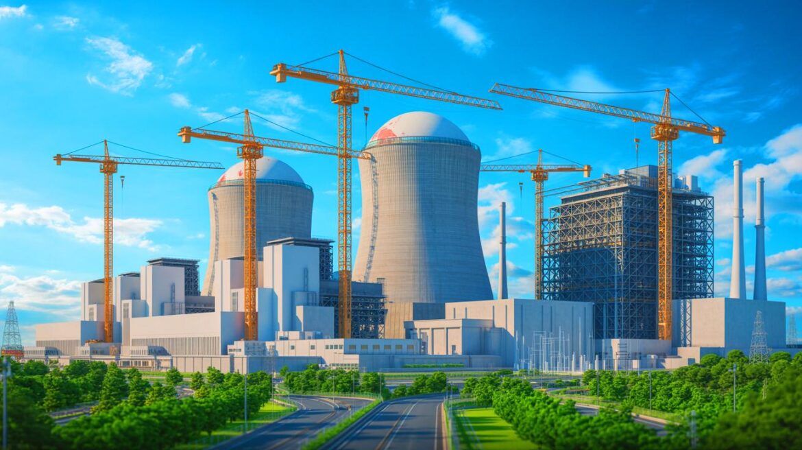 Illustration of Japan's renewed nuclear energy plans with Kansai Electric's Mihama reactor project, marking a shift in energy strategy, generated by artificial intelligence.