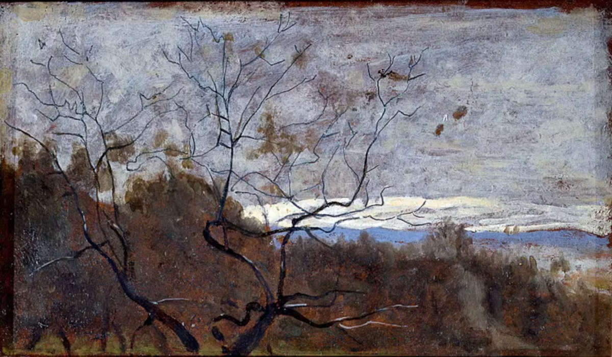 Telemaco Signorini, Settignano (Countryside Impression) (1880-1885; oil on cardboard, 13 x 22 cm; Florence, Uffizi Galleries, Pitti Palace Gallery of Modern Art)