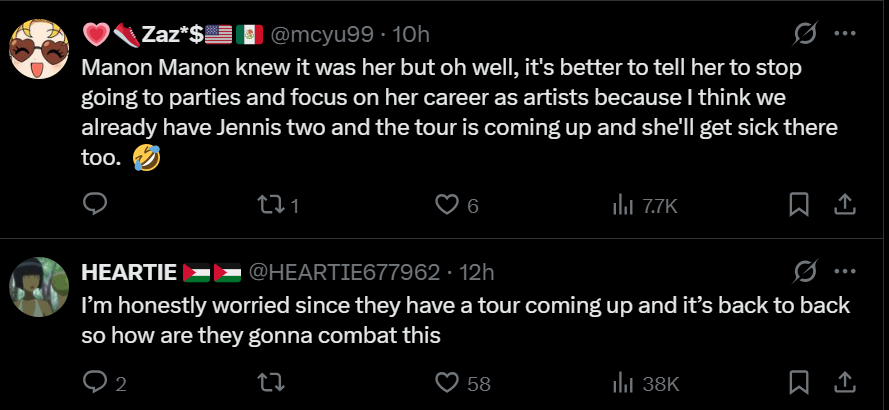 Netizens reaction to Manon missing Tokyo concert