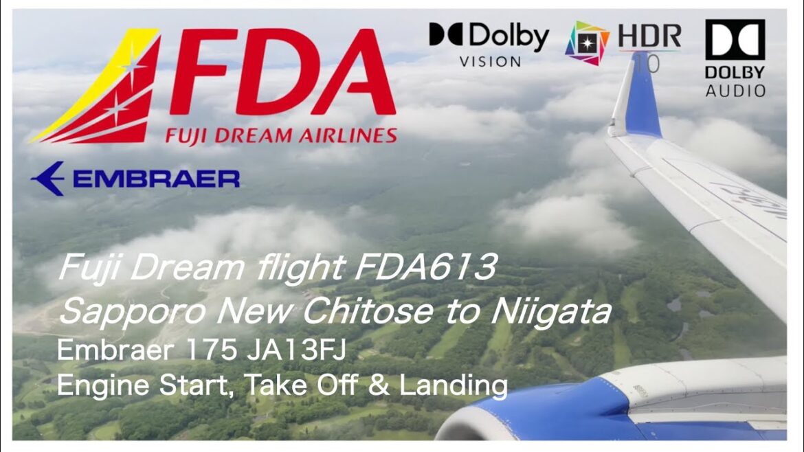 Fuji Dream Airlines Embraer 175 Sapporo New Chitose to Niigata – Engine Start, Take Off & Landing Fuji Dream Airlines Embraer 175 Sapporo New Chitose to Niigata - Engine Start, Take Off & Landing