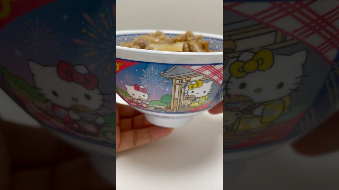 Hello Kitty Donburi Japanese Gyudon Beef Bowl #shorts