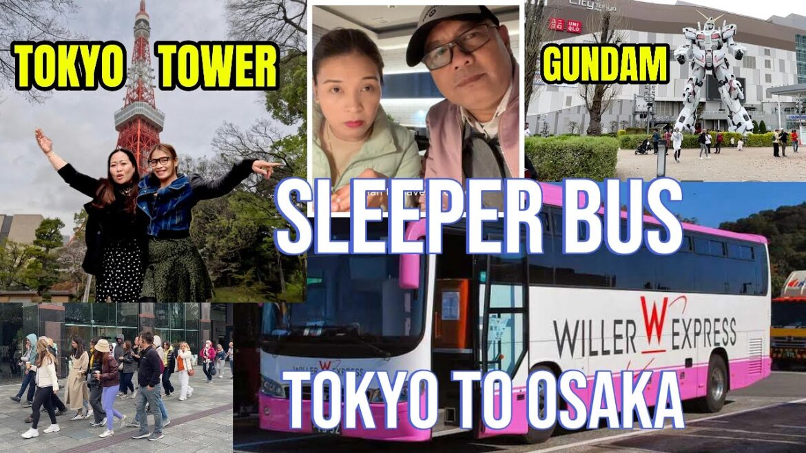 Sleeper Bus from Tokyo to Osaka 🇯🇵 | Roaming Tokyo Tower, Odaiba and Osaka