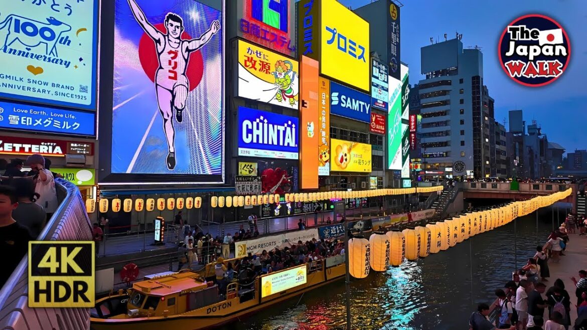 Dotonbori: Summer Lanterns and Festive Vibes Lighting Up Osaka | Walking Tour | 4K | HDR