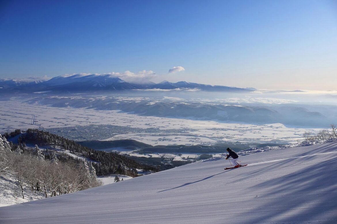 skier on slopes in Japan