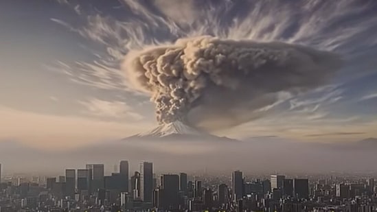 Ash from the eruption is expected to cause extensive damage in the capital.(YouTube/Tokyo Metropolitan Government)
