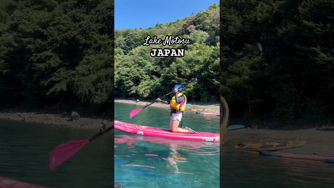 SUP + Lake Motosu = Summer Perfection 🌞 #japan #camping #travel #lake #summer #lakecamping #日本 #fun