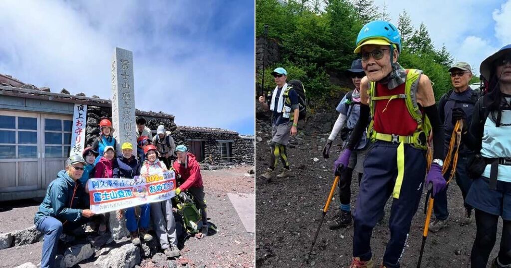 Japanese man beats his own record as oldest person to summit Mount Fuji, at 102, after heart failure Japanese man beats his own record as oldest person to summit Mount Fuji, at 102, after heart failure