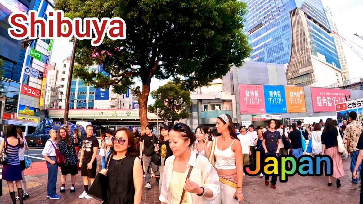 4K Shibuya Scramble Crossing Walking Tour in Tokyo Japan.