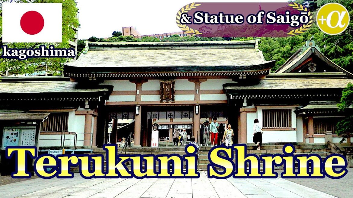 The Terukuni Shrine and the statue of Saigō Takamori in Kagoshima City.