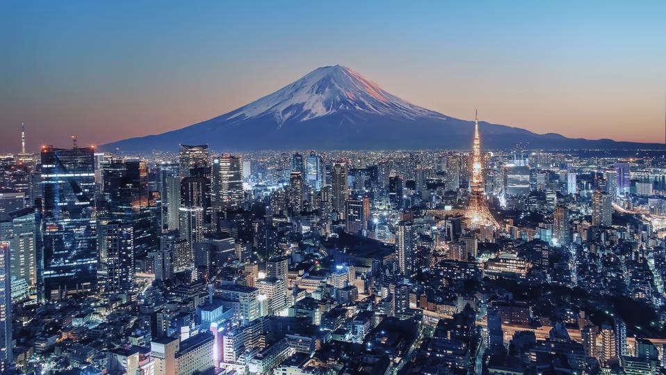 Tokyo city with Mount Fuji in the background.