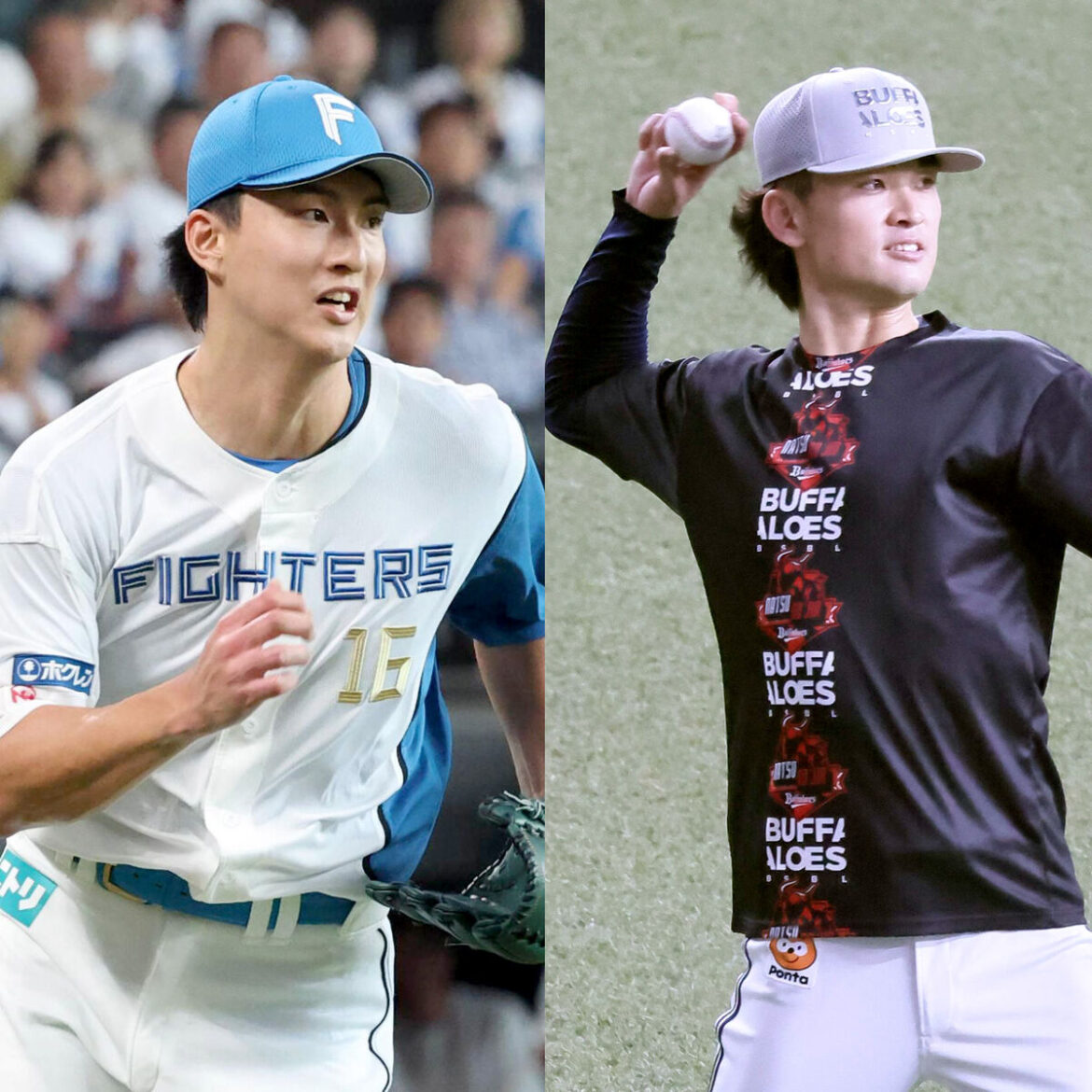 日本ハム・達孝太（左）とオリックス・寺西成騎