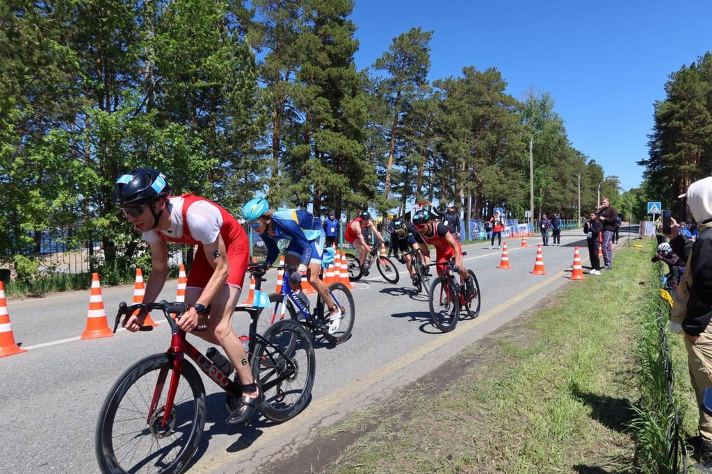 Elg in action during a 2024 Asia Triathlon Cup race in Kazakhstan. Photo: TAHKC