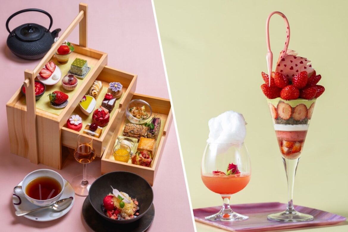 Cute, delicious and luxurious tea time! Enjoy a springtime treat with strawberry afternoon tea and parfait! Kyoto Brighton Hotel [Cuau au Midi]
