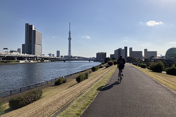 The only way to fly ... the Sumida River.