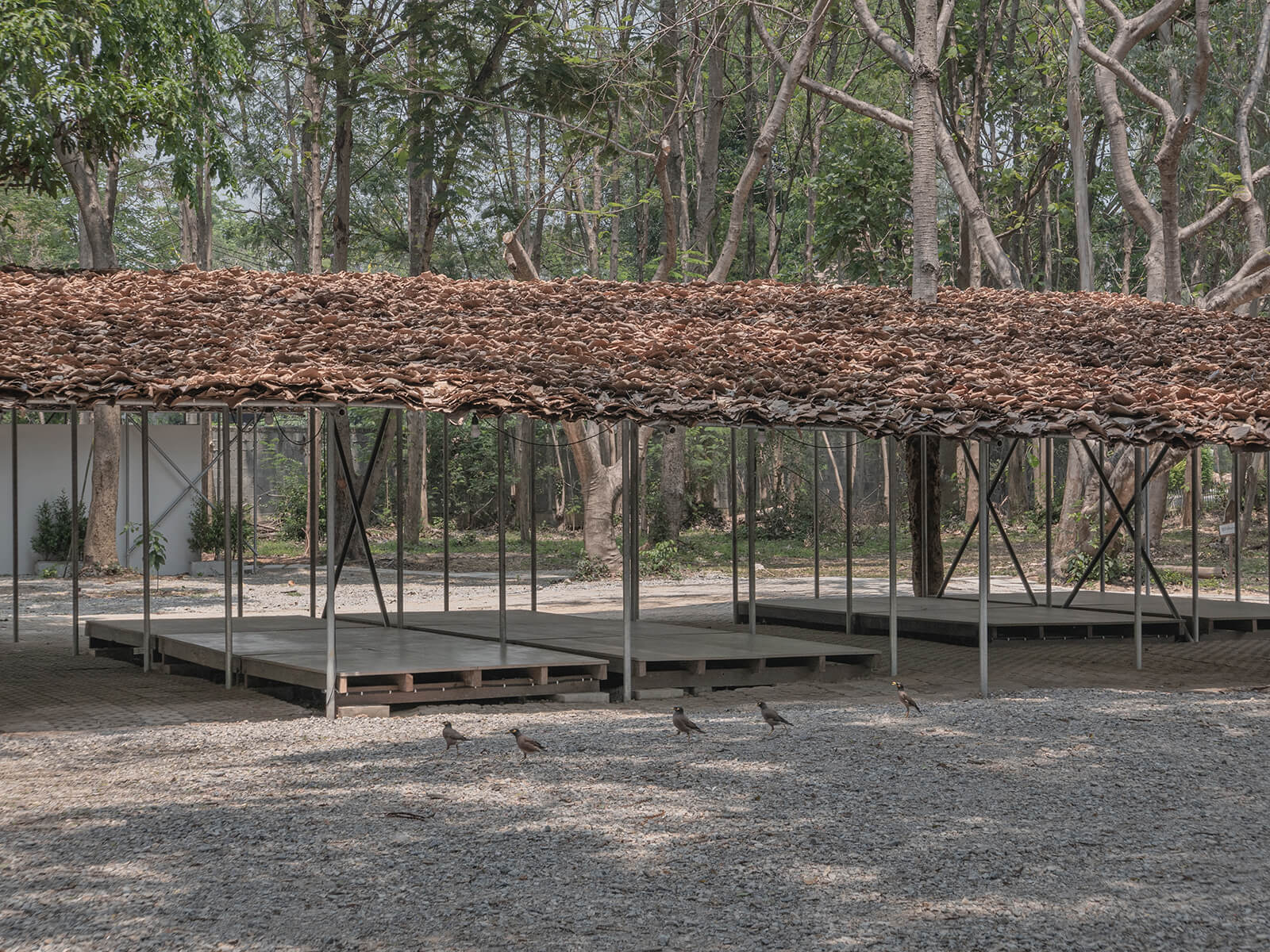 Designed as a space for locals to gather, Folly in the Forest employs leaves collected from a native teak species in Northern Thailand | Bangkok Tokyo Architecture | Thailand | STIRworld