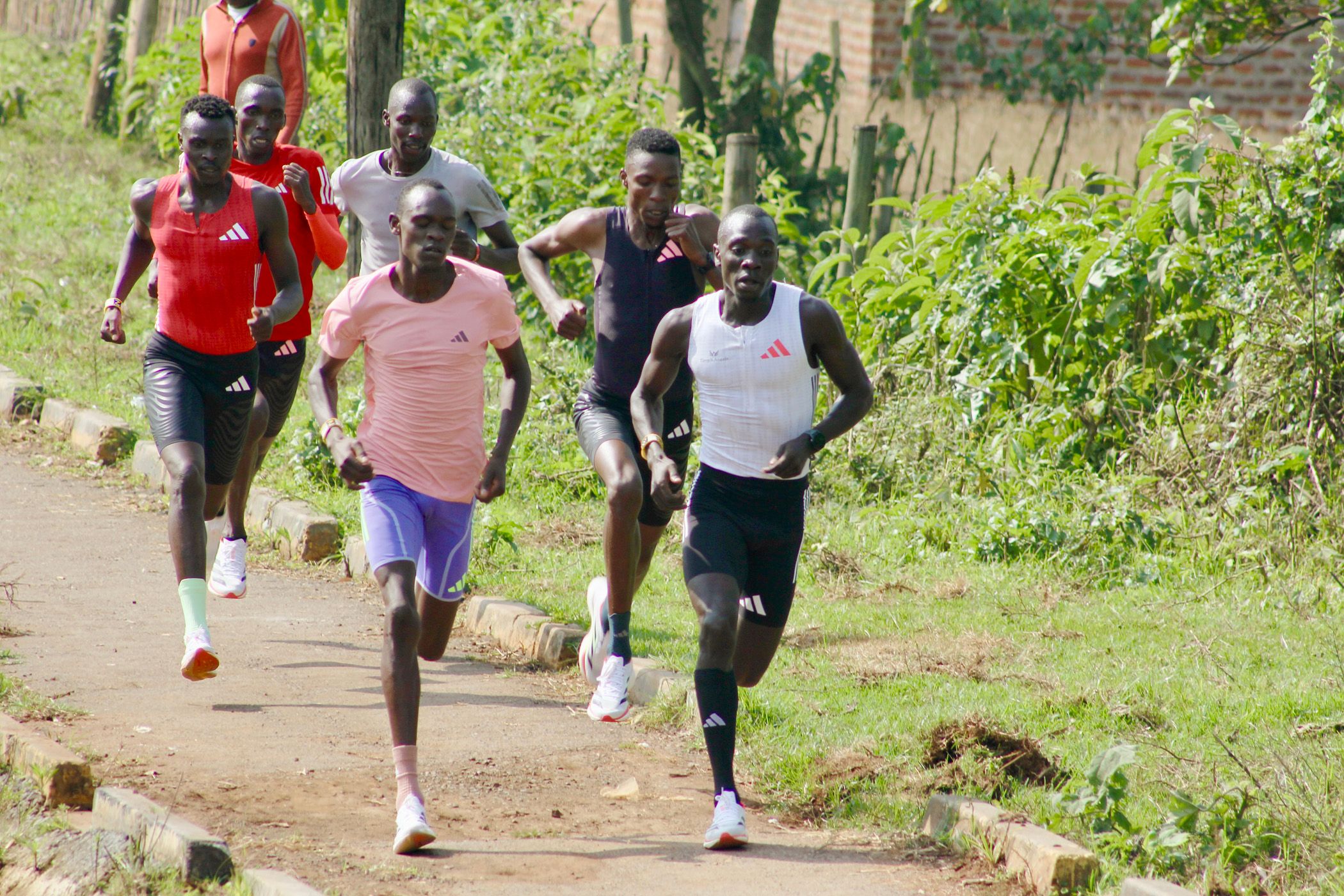 Phanuel Koech and Emmanuel Wanyonyi during a training session