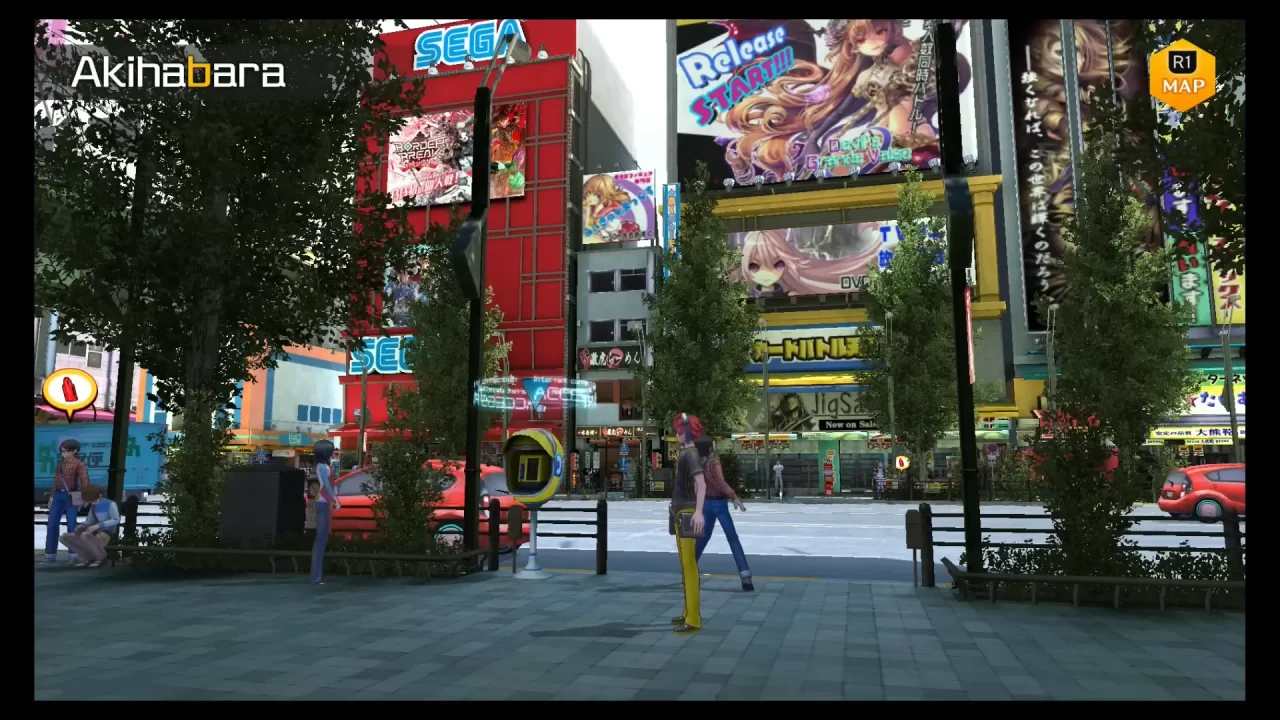 Screenshot of Akihaba as seen in Digimon Story: Cyber Sleuth. 