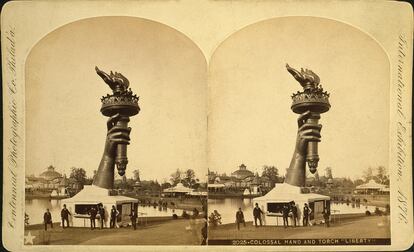 A statue by Auguste Bartholdi, at the 1878 Paris Expo.