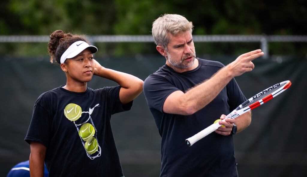 Naomi Osaka trains with Tomasz Wiktorowski at the 2025 Canadian Open