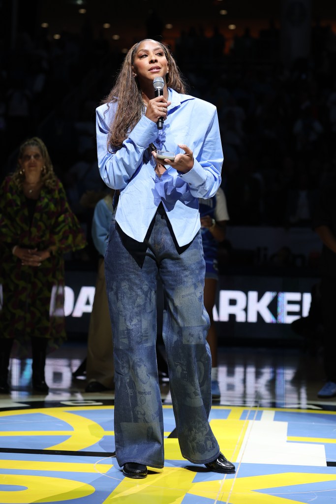 Candace Parker speaking before a crowd