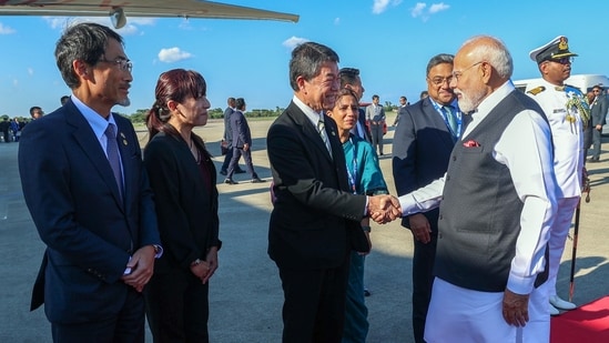 Prime Minister Narendra Modi emplanes for Tianjin, China, after concluding his two-day visit to Japan, on Saturday, 30 August 2025.(DPR PMO)