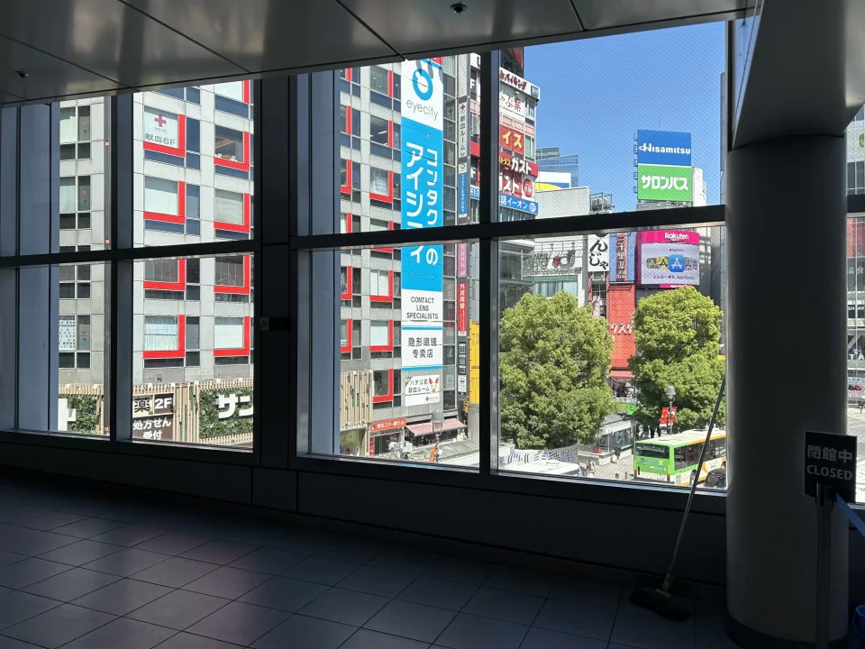 Photo from the second floor of Shibuya Station in Tokyo. 