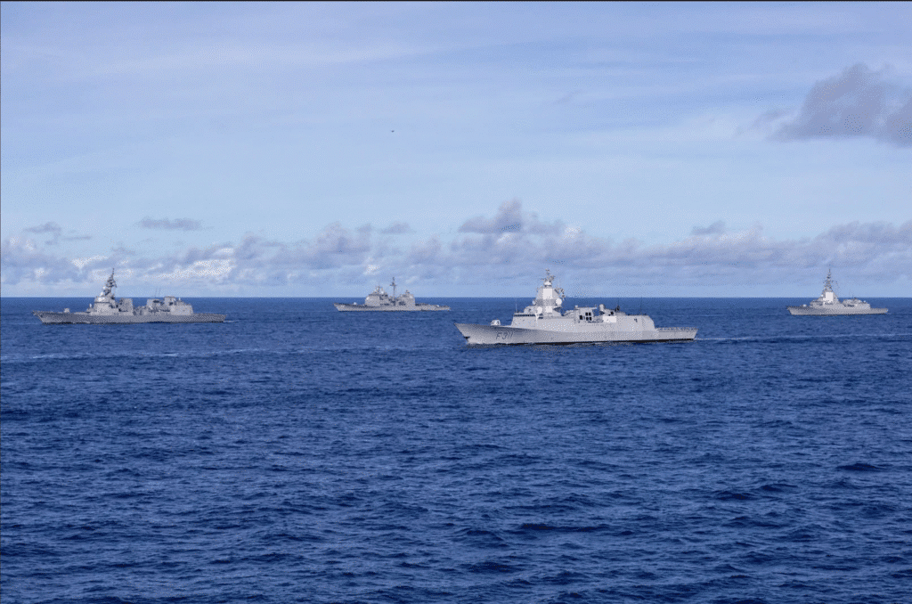 UK CSG conducting large scale exercise off the coast of Japan with US and JMSDF vessels. Credit: Royal Navy