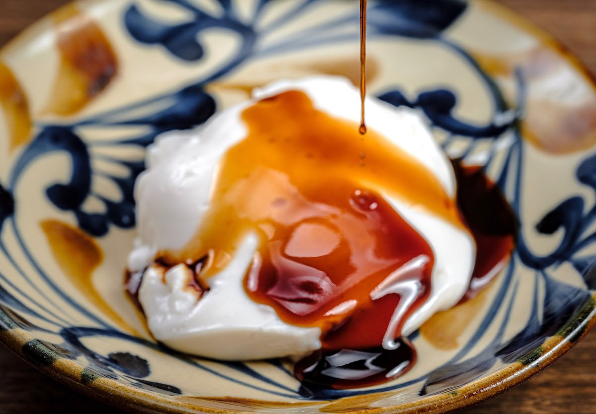 shoyu drizzle on soft tofu