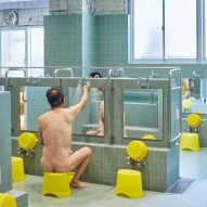 People using Komaeyu bathhouse