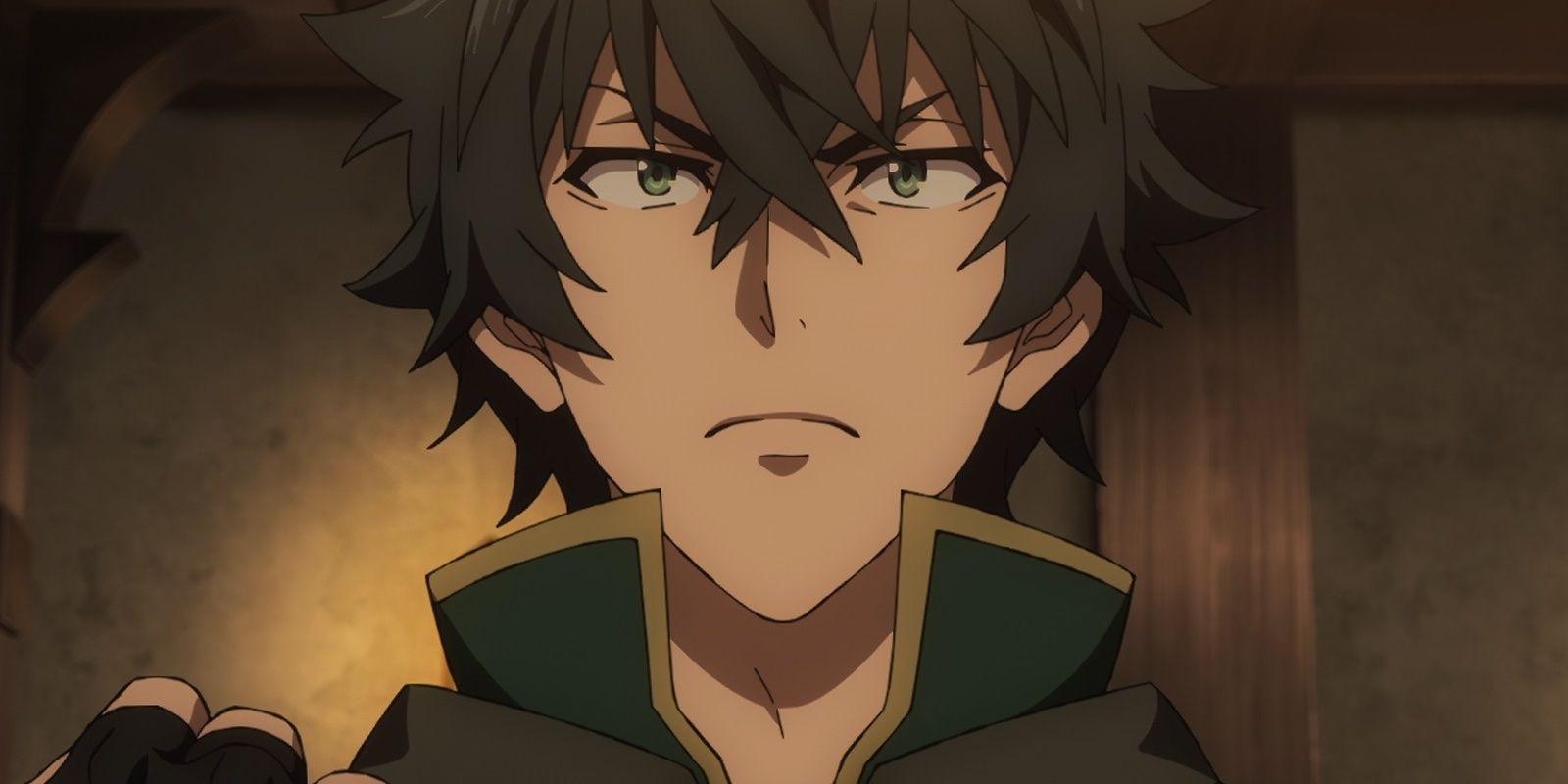 Naofumi Iwatani clenches his fist in The Rising of the Shield Hero anime series