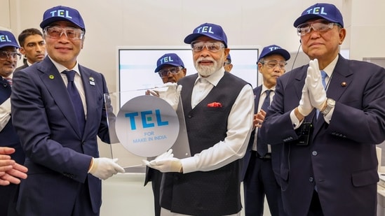 Prime Minister Narendra Modi visits Tokyo Electron's semiconductor factory, in Sendai, Japan. (@narendramodi/X)
