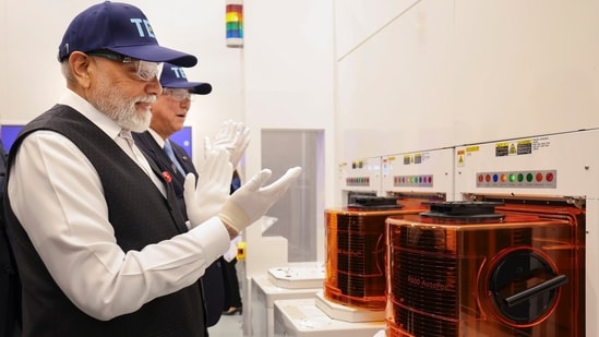 Prime Minister Narendra Modi, along with his Japanese counterpart Shigeru Ishiba, visits Tokyo Electron's semiconductor factory in Sendai, Japan. (@narendramodi/X)