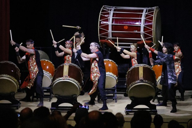 Fushu Daiko Japanese taiko drummers perform at the Morikami Museum...