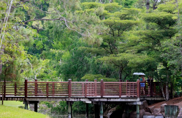 People enjoy the Morikami Museum and Japanese Gardens in Delray...