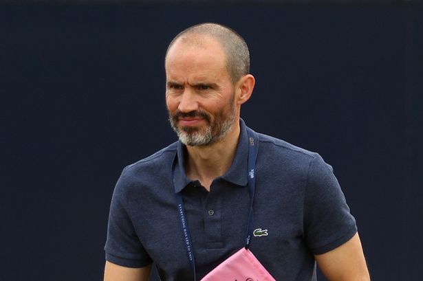 BBC Sport Commentator, Andrew Cotter looks on during Day One of The 150th Open at St Andrews Old Course on July 14, 2022 in St Andrews, Scotland.