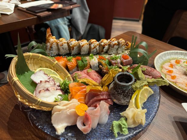 They combine all the sushi you order into one platter