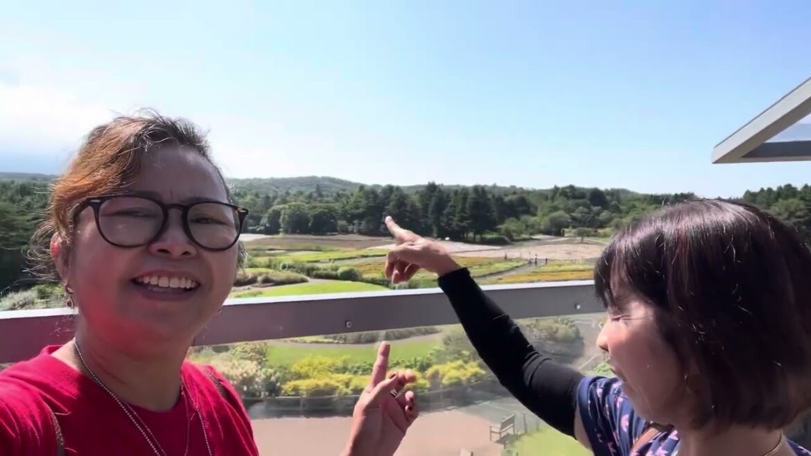 Flowers at Peter Rabbit English Garden with Mount Fuji view