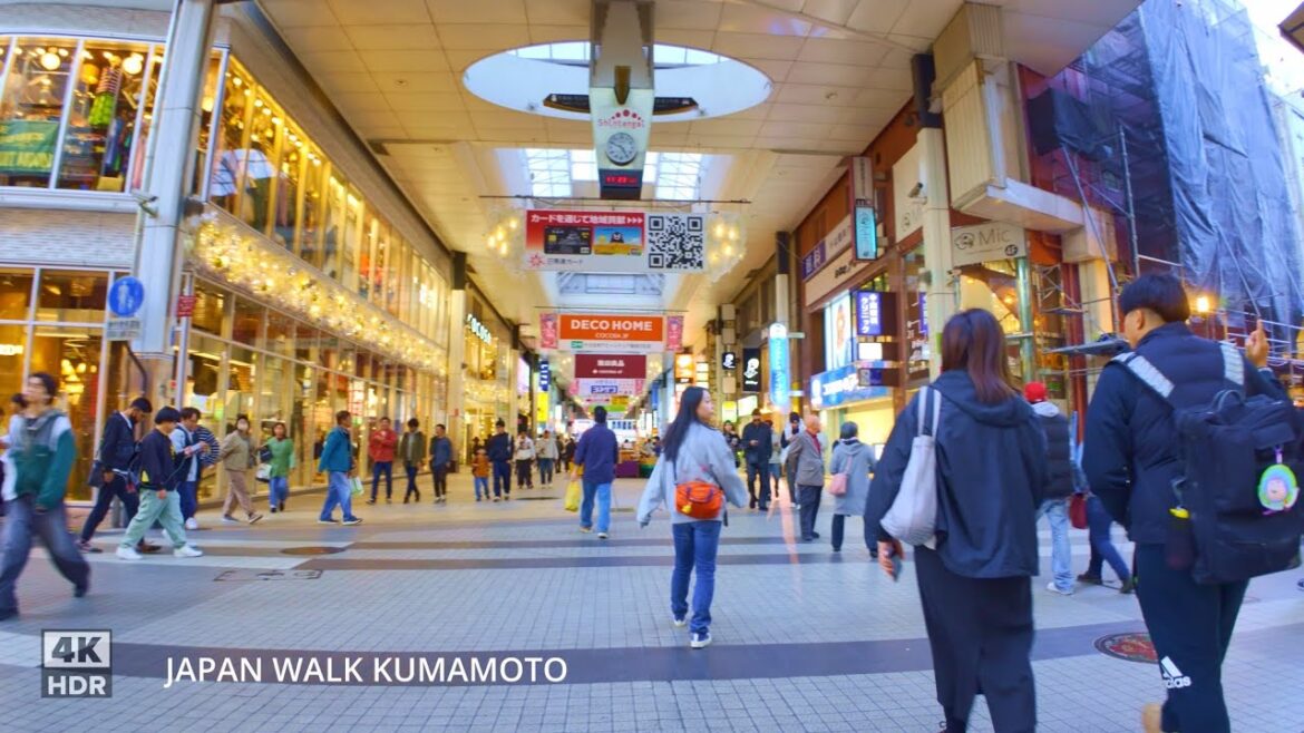 熊本上通下通サクラマチ熊本を歩く4kHDR Japan Kyushu walking tour around Kumamoto central area