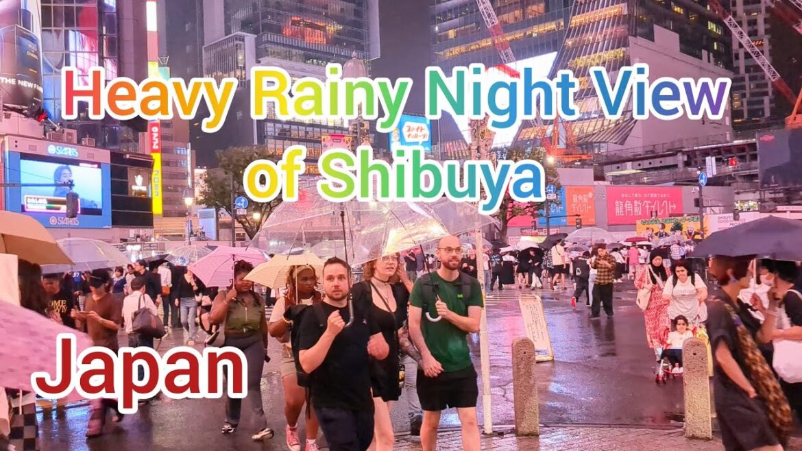 4K Rainy Night Walking Tour in Shibuya. Tokyo, Japan.