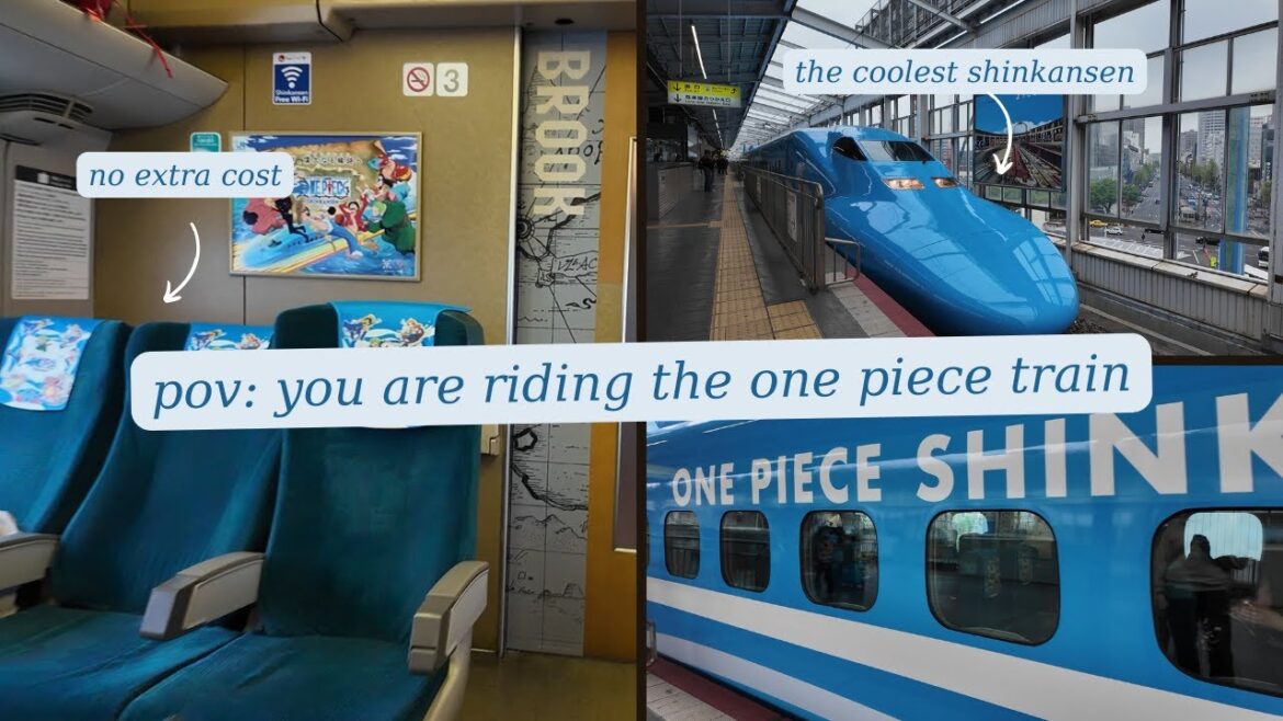 Taking the One Piece Shinkansen Train from Okayama to Fukuyama Taking the One Piece Shinkansen Train from Okayama to Fukuyama