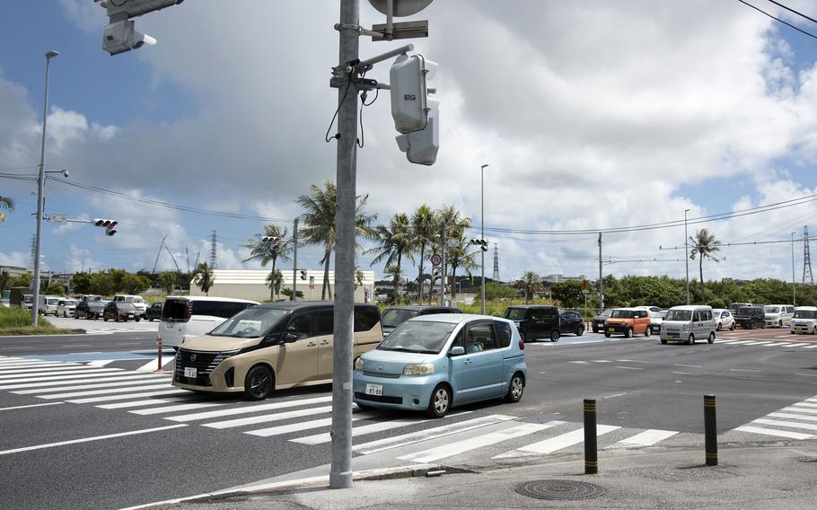 The Chatan intersection on Route 58 in Chatan town, Okinawa.