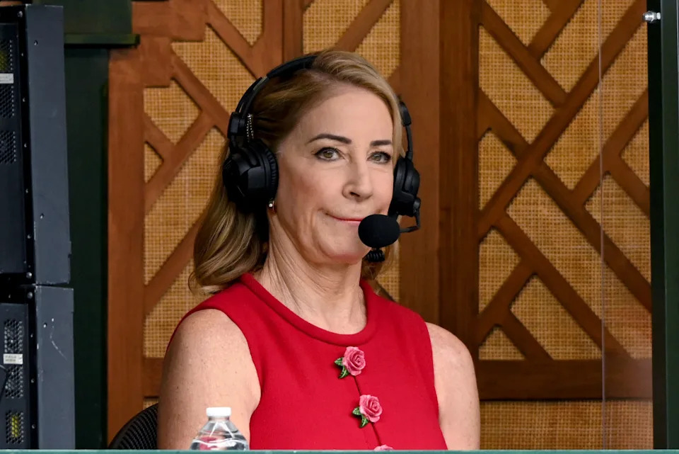 LONDON, ENGLAND - JULY 08: Chris Evert commentates on day 10 of the Wimbledon Tennis Championships at the All England Lawn Tennis and Croquet Club on July 08, 2021 in London, England. (Photo by Karwai Tang/WireImage)Karwai Tang&sol;Getty Images